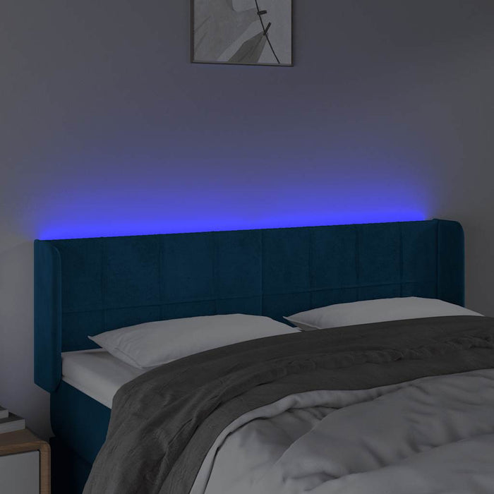 Tăblie de pat cu LED, albastru închis, 147x16x78/88 cm, catifea - WALTI WALTI