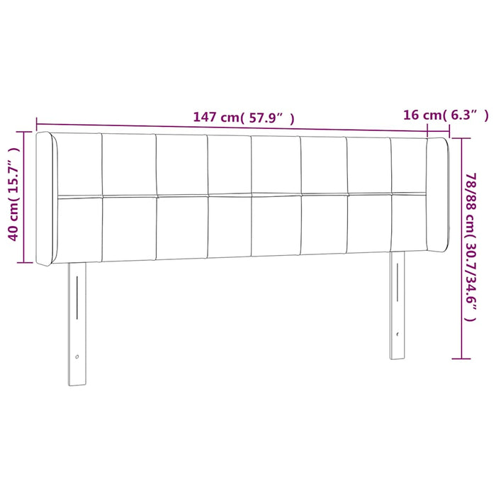 Tăblie de pat cu LED, albastru închis, 147x16x78/88 cm, catifea - WALTI WALTI