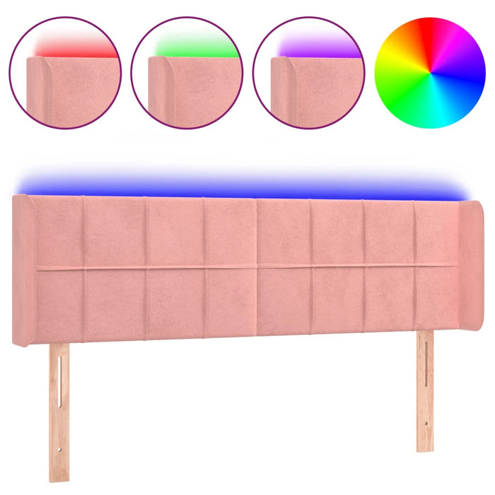 Tăblie de pat cu LED, roz, 147x16x78/88 cm, catifea - WALTI WALTI