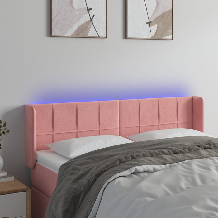Tăblie de pat cu LED, roz, 147x16x78/88 cm, catifea - WALTI WALTI