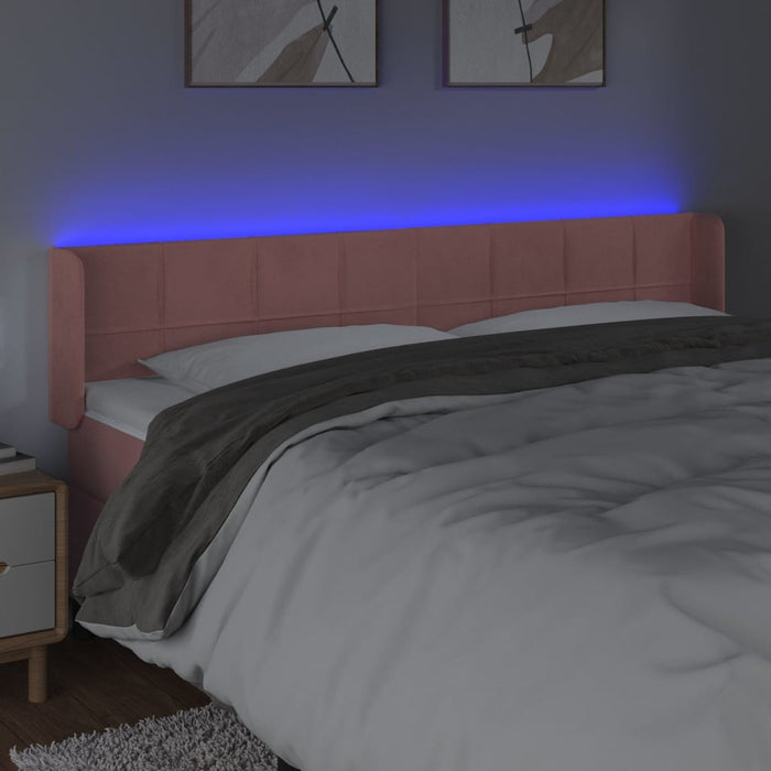 Tăblie de pat cu LED, roz, 163x16x78/88 cm, catifea - WALTI WALTI