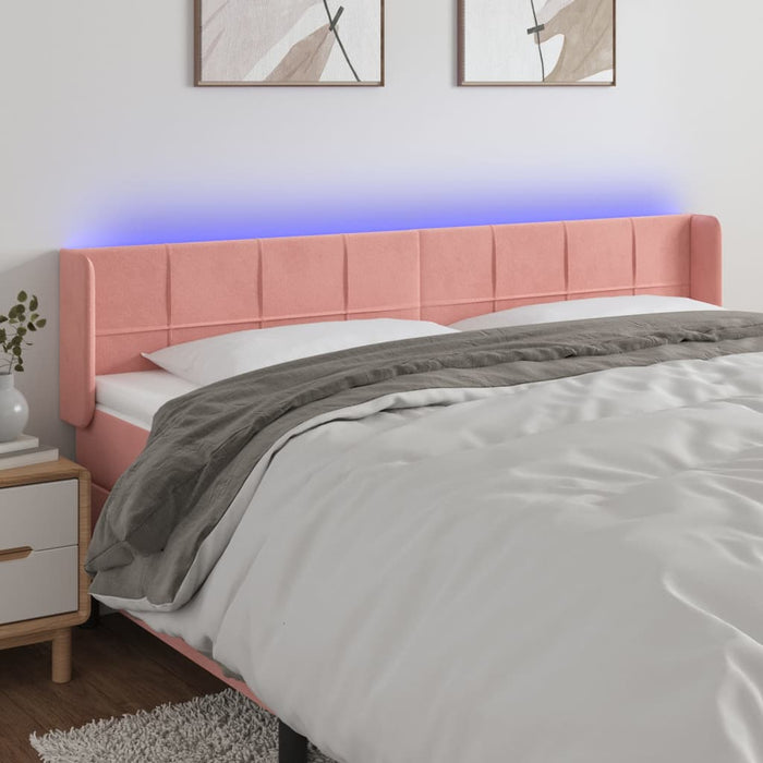 Tăblie de pat cu LED, roz, 163x16x78/88 cm, catifea - WALTI WALTI