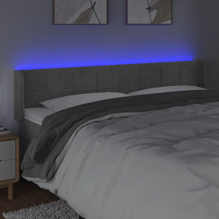 Tăblie de pat cu LED, gri deschis, 183x16x78/88 cm, catifea - WALTI WALTI