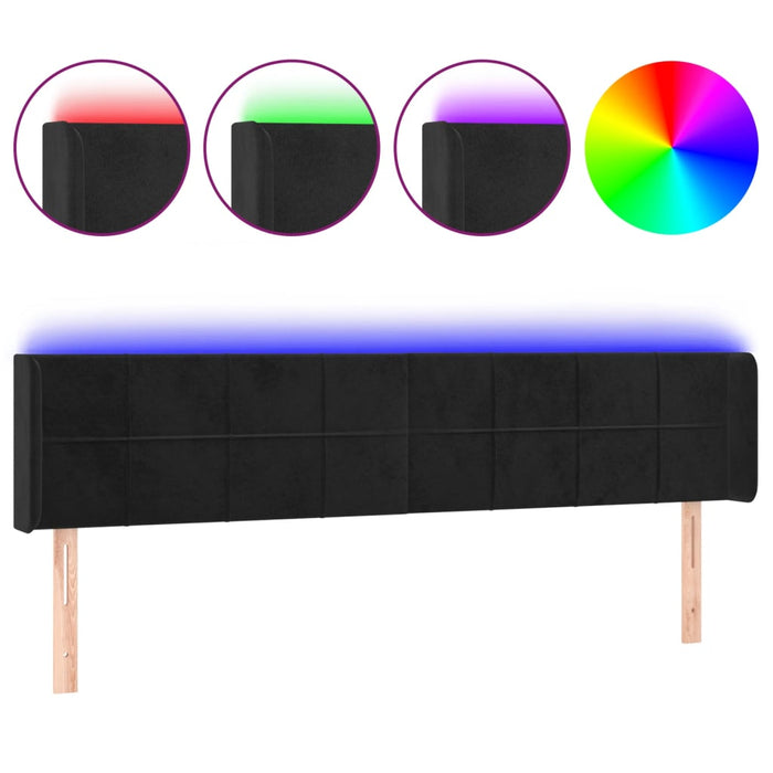 Tăblie de pat cu LED, negru, 183x16x78/88 cm, catifea - WALTI WALTI