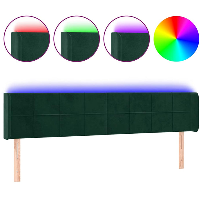 Tăblie de pat cu LED, verde închis, 183x16x78/88 cm, catifea - WALTI WALTI