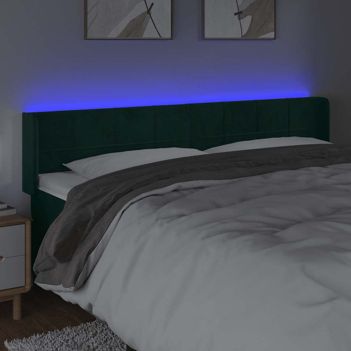 Tăblie de pat cu LED, verde închis, 183x16x78/88 cm, catifea - WALTI WALTI