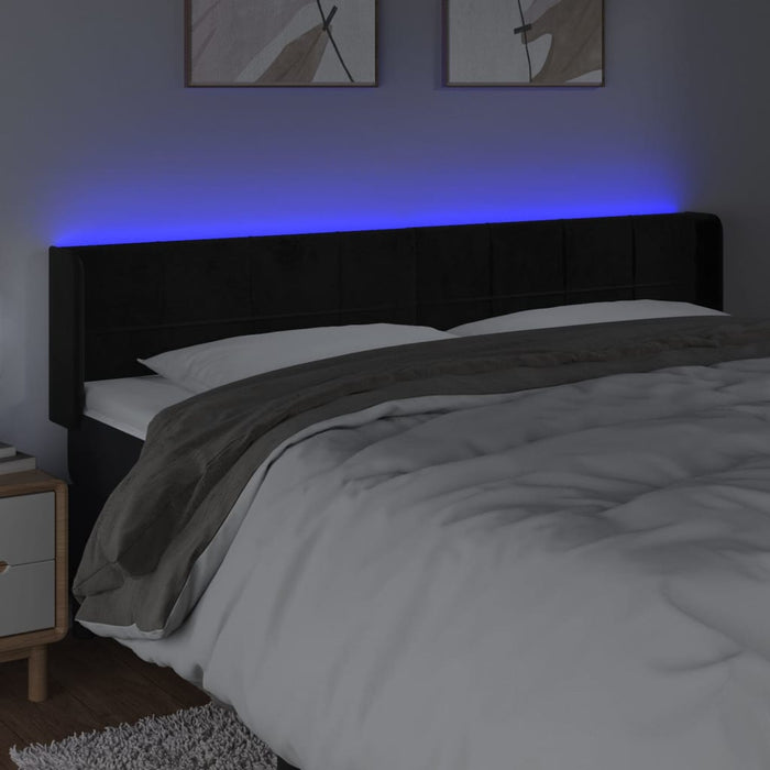 Tăblie de pat cu LED, negru, 203x16x78/88 cm, catifea - WALTI WALTI