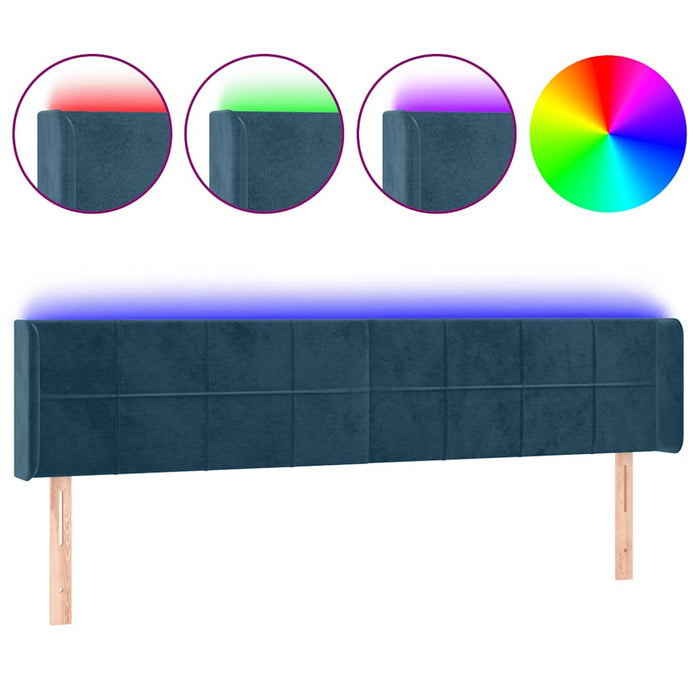 Tăblie de pat cu LED, albastru închis, 203x16x78/88 cm, catifea - WALTI WALTI