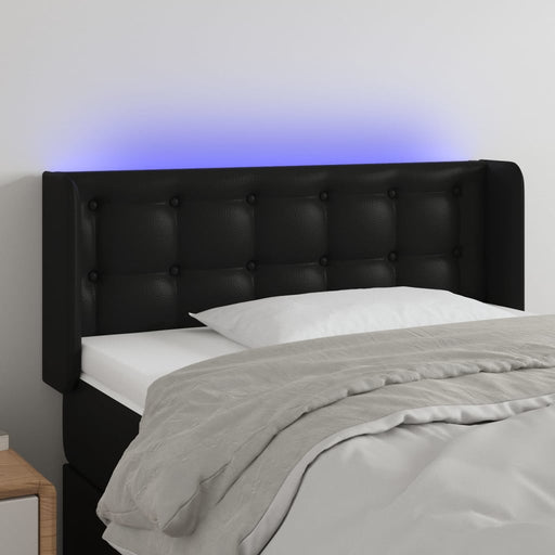 Tăblie de pat cu LED, negru, 83x16x78/88 cm, piele ecologică - WALTI WALTI