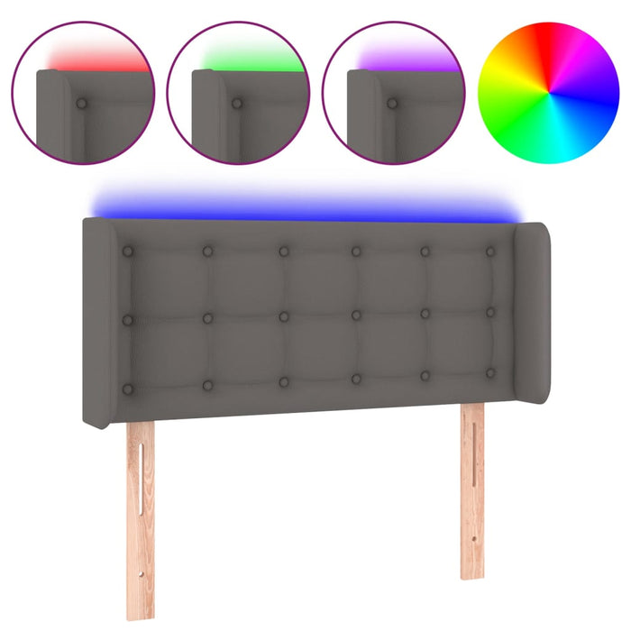 Tăblie de pat cu LED, gri, 83x16x78/88 cm, piele ecologică WALTI