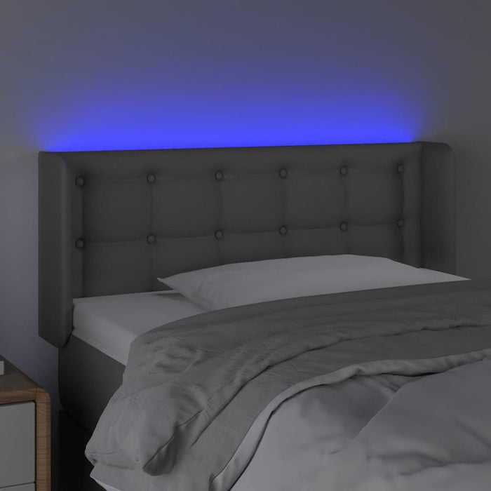 Tăblie de pat cu LED, gri, 83x16x78/88 cm, piele ecologică WALTI