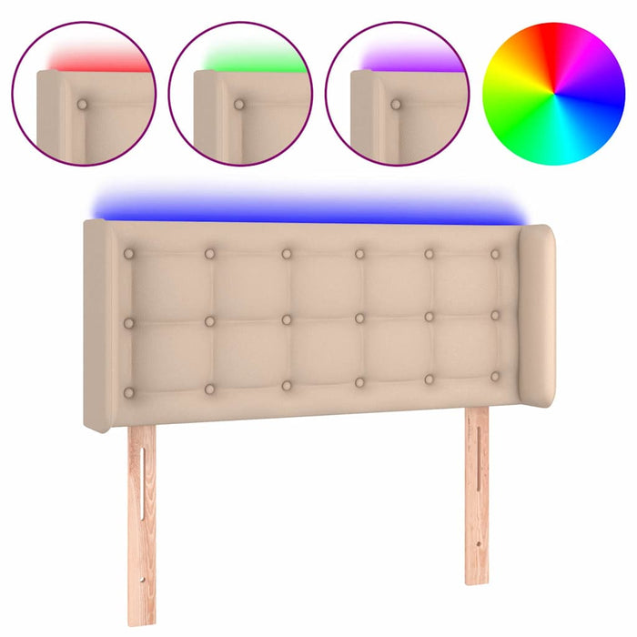 Tăblie de pat cu LED, cappuccino 83x16x78/88 cm piele ecologică - WALTI WALTI