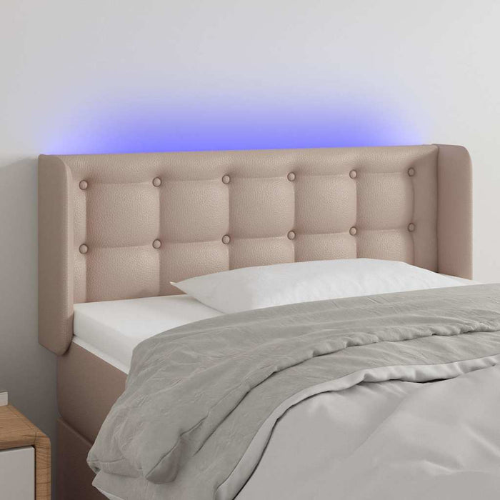 Tăblie de pat cu LED, cappuccino 83x16x78/88 cm piele ecologică - WALTI WALTI