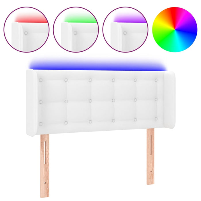 Tăblie de pat cu LED, alb, 93x16x78/88 cm, piele ecologică WALTI