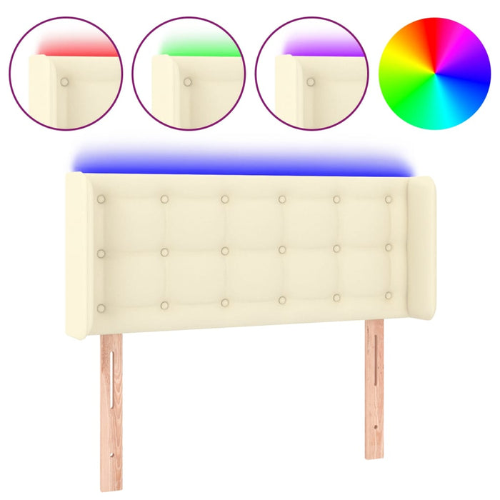 Tăblie de pat cu LED, crem, 93x16x78/88 cm, piele ecologică - WALTI WALTI