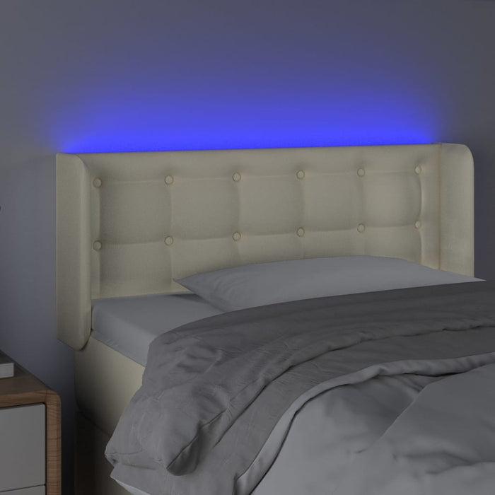 Tăblie de pat cu LED, crem, 93x16x78/88 cm, piele ecologică - WALTI WALTI