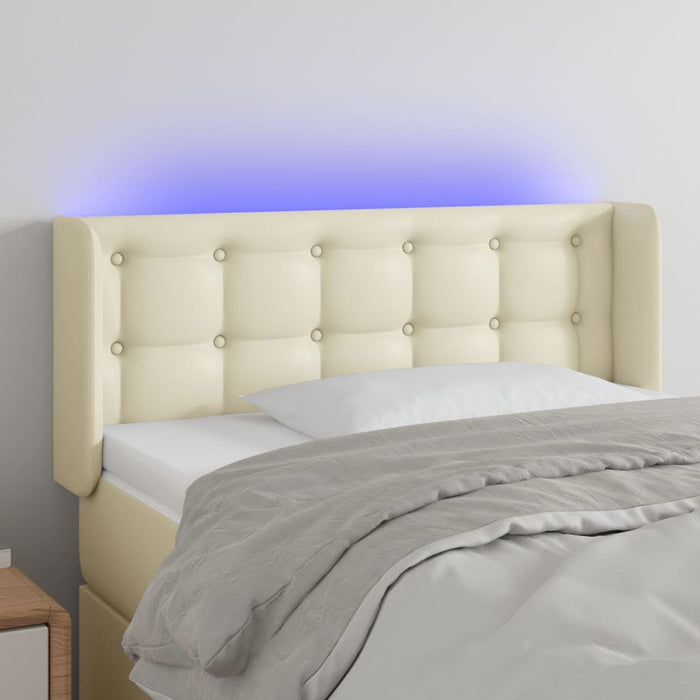 Tăblie de pat cu LED, crem, 93x16x78/88 cm, piele ecologică - WALTI WALTI