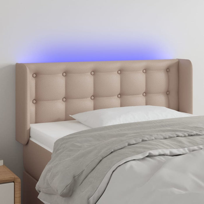 Tăblie de pat cu LED, cappuccino, 93x16x78/88cm piele ecologică - WALTI WALTI