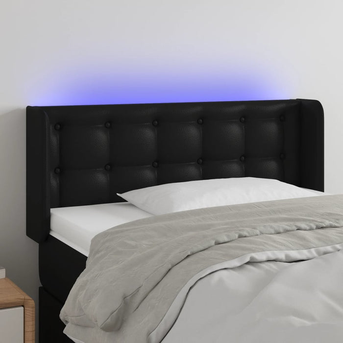 Tăblie de pat cu LED, negru, 103x16x78/88 cm, piele ecologică - WALTI WALTI