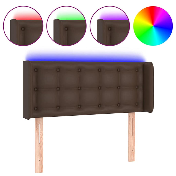 Tăblie de pat cu LED, maro, 103x16x78/88 cm, piele ecologică WALTI