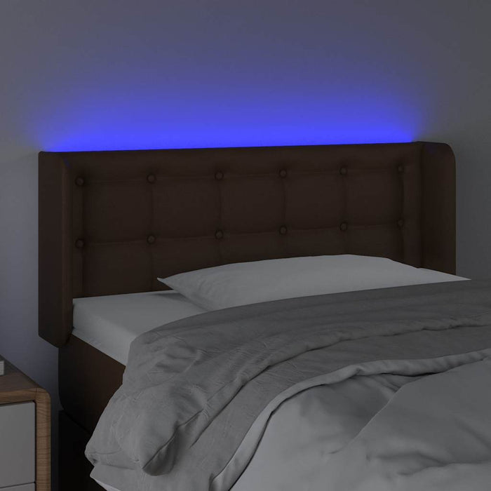 Tăblie de pat cu LED, maro, 103x16x78/88 cm, piele ecologică WALTI