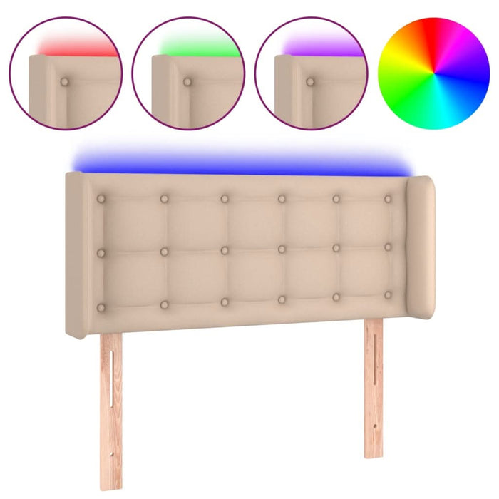 Tăblie de pat cu LED, cappuccino 103x16x78/88cm piele ecologică - WALTI WALTI