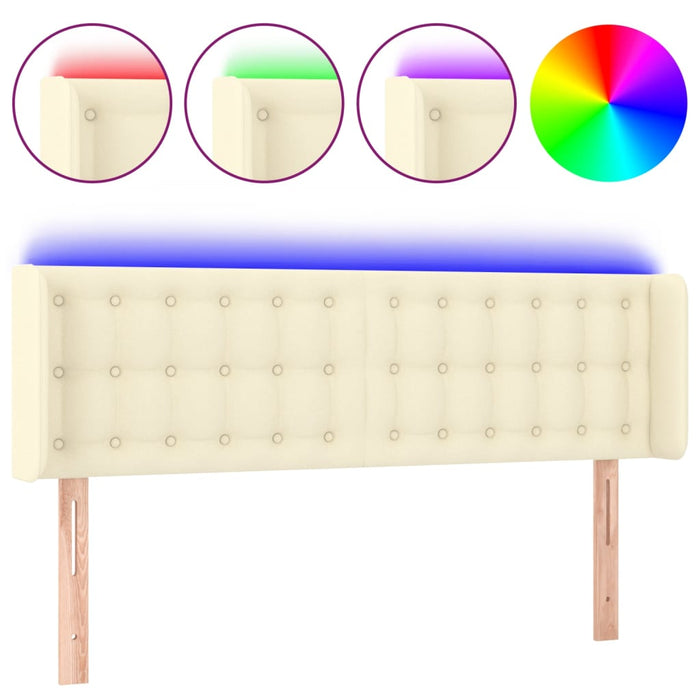 Tăblie de pat cu LED, crem, 147x16x78/88 cm, piele ecologică - WALTI WALTI