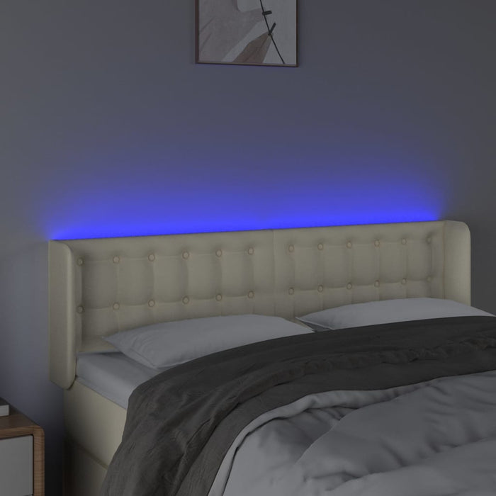 Tăblie de pat cu LED, crem, 147x16x78/88 cm, piele ecologică - WALTI WALTI