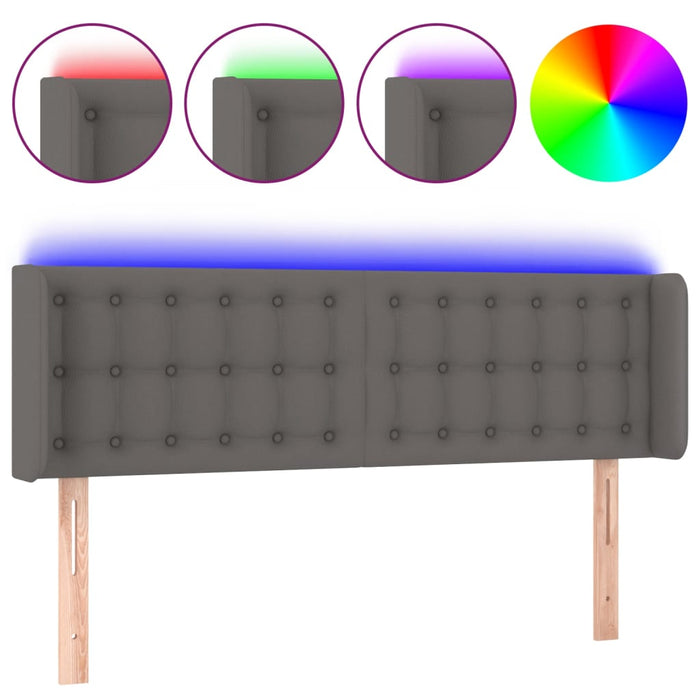 Tăblie de pat cu LED, gri, 147x16x78/88 cm, piele ecologică - WALTI WALTI