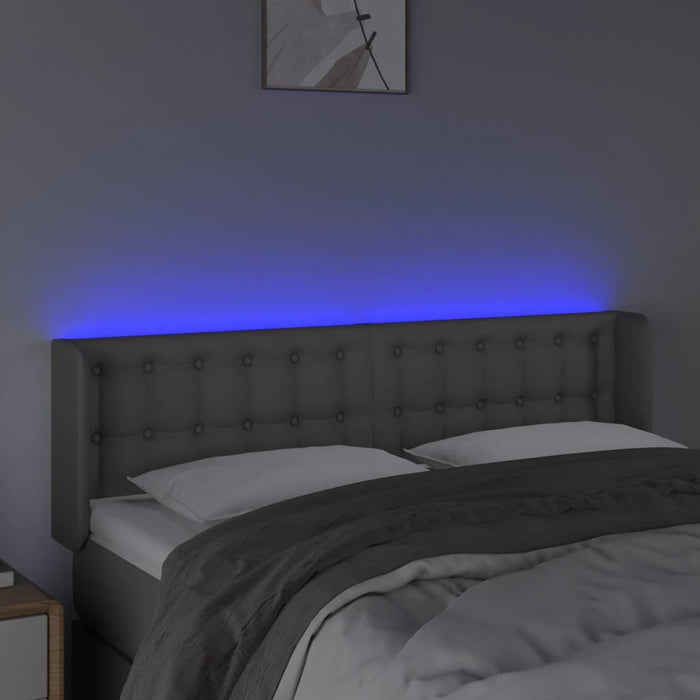 Tăblie de pat cu LED, gri, 147x16x78/88 cm, piele ecologică - WALTI WALTI