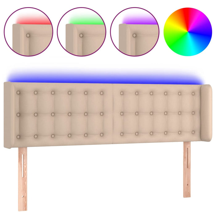 Tăblie de pat cu LED cappuccino 147x16x78/88 cm piele ecologică WALTI
