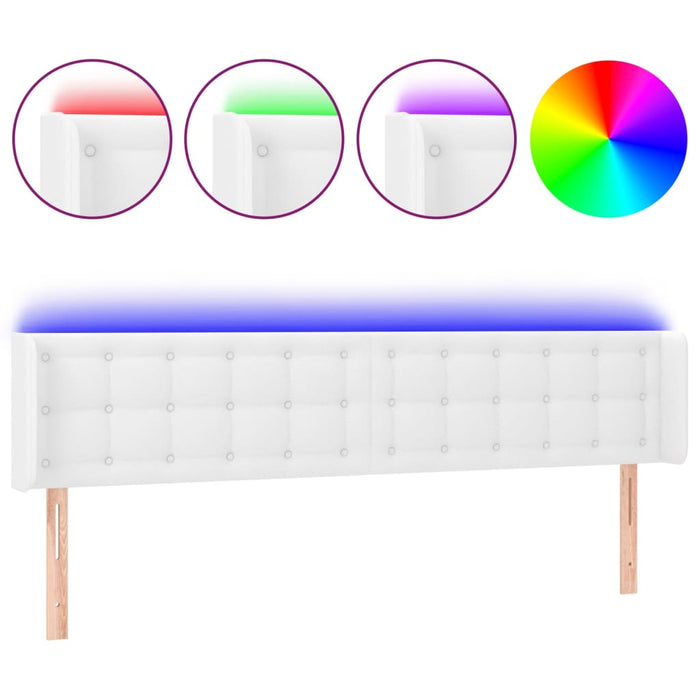Tăblie de pat cu LED, alb, 163x16x78/88 cm, piele ecologică - WALTI WALTI