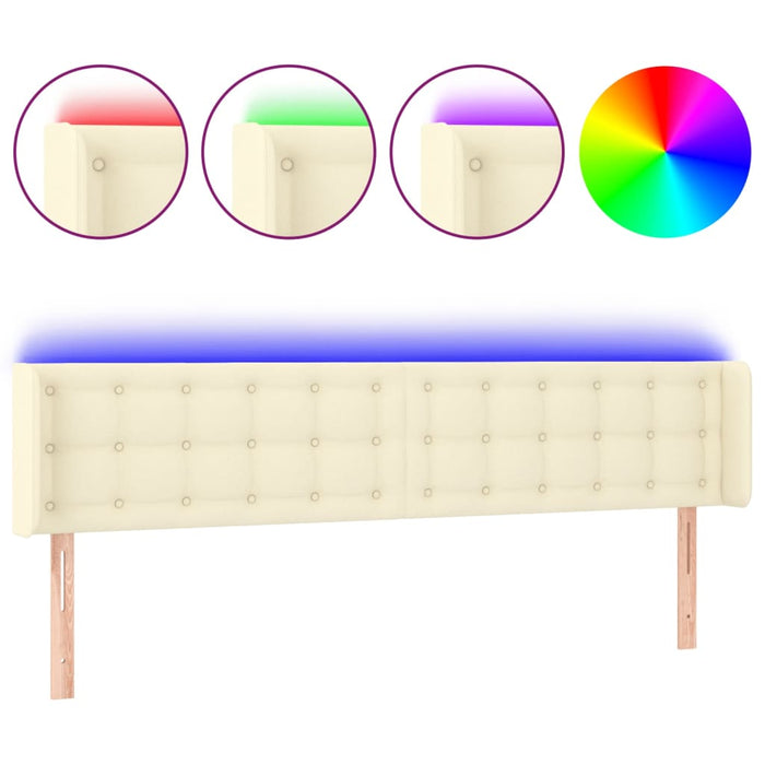 Tăblie de pat cu LED, crem, 183x16x78/88 cm, piele ecologică - WALTI WALTI