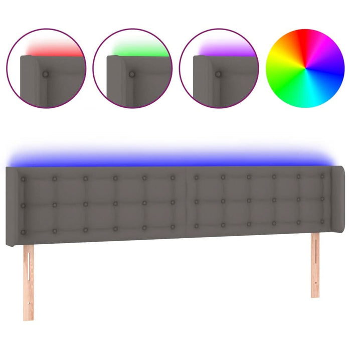 Tăblie de pat cu LED, gri, 183x16x78/88 cm, piele ecologică - WALTI WALTI