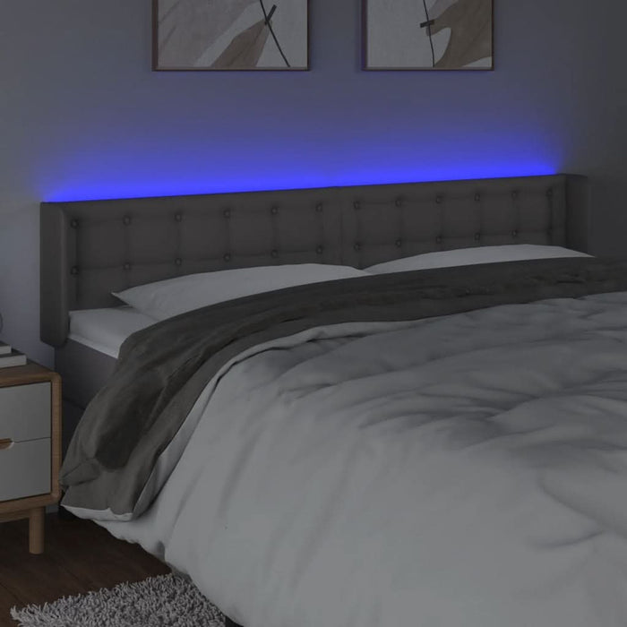 Tăblie de pat cu LED, gri, 183x16x78/88 cm, piele ecologică - WALTI WALTI