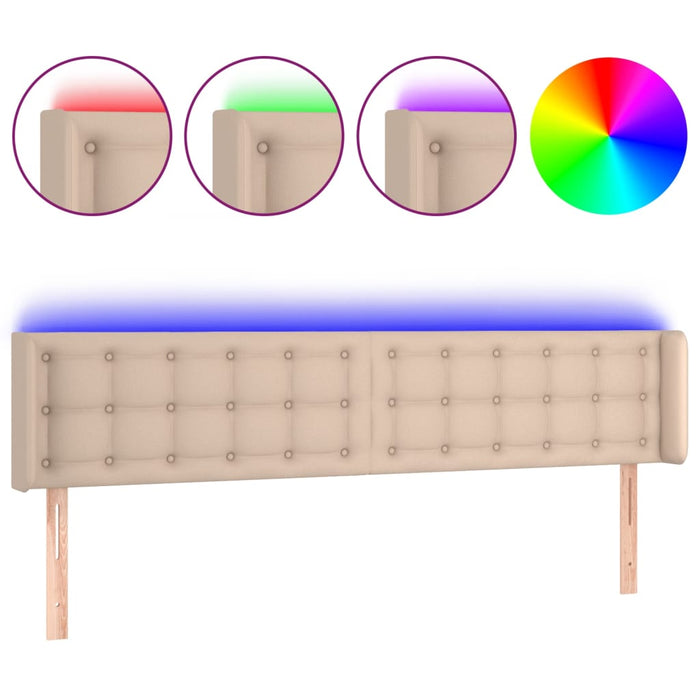 Tăblie de pat cu LED cappuccino 183x16x78/88 cm piele ecologică WALTI