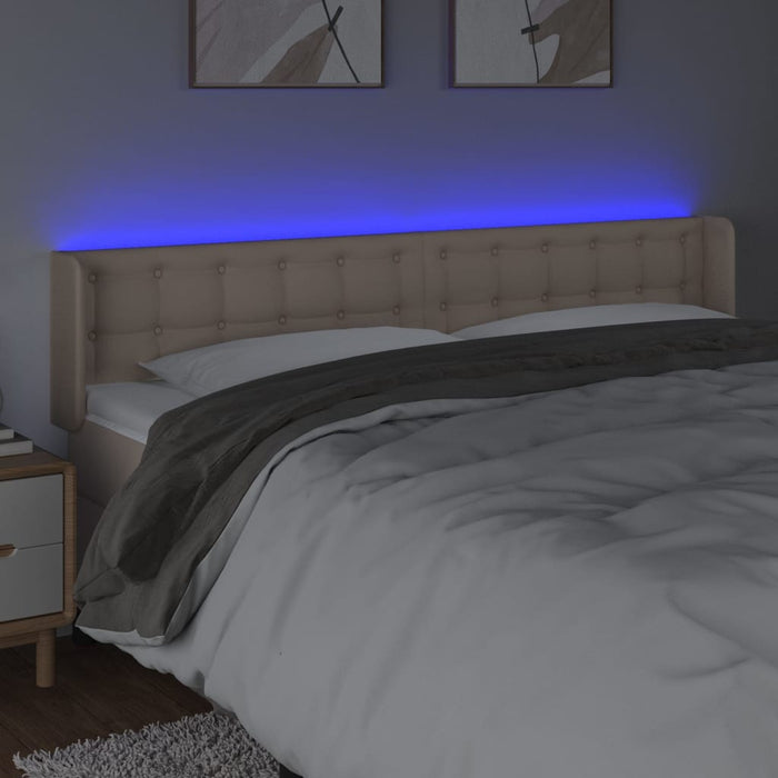 Tăblie de pat cu LED cappuccino 183x16x78/88 cm piele ecologică WALTI