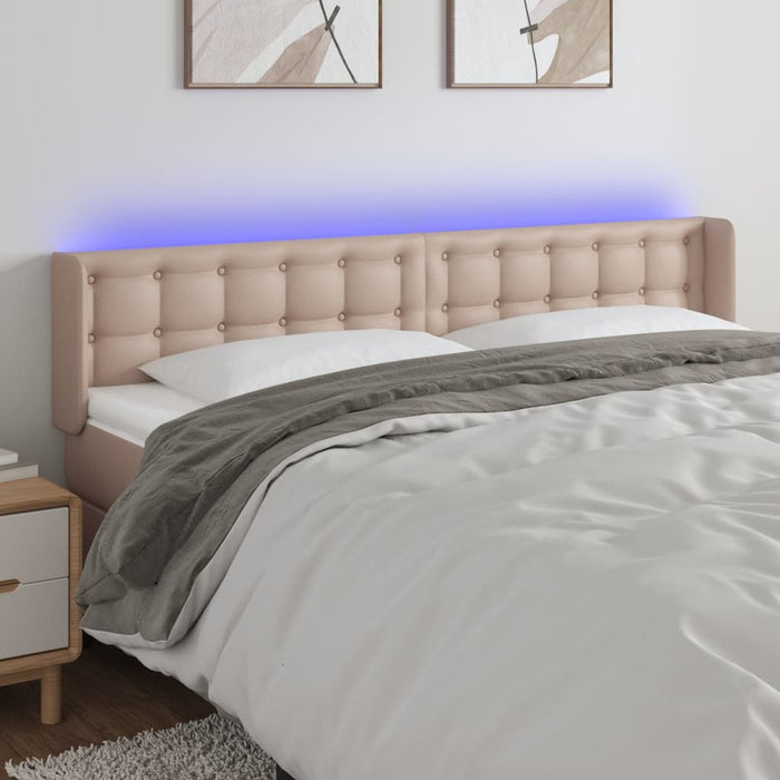 Tăblie de pat cu LED cappuccino 183x16x78/88 cm piele ecologică WALTI