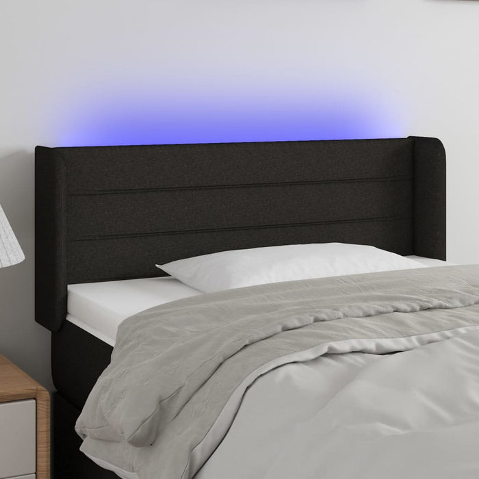Tăblie de pat cu LED, negru, 83x16x78/88 cm, textil - WALTI WALTI