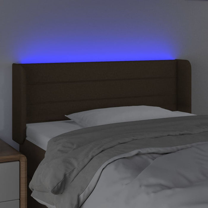 Tăblie de pat cu LED, maro închis, 83x16x78/88 cm, textil - WALTI WALTI