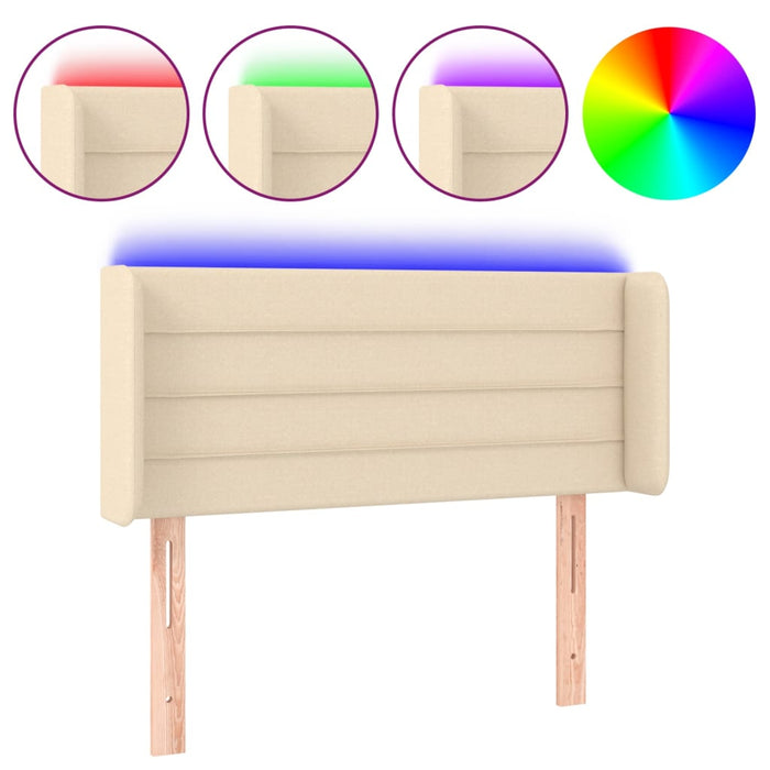 Tăblie de pat cu LED, crem, 83x16x78/88 cm, textil WALTI