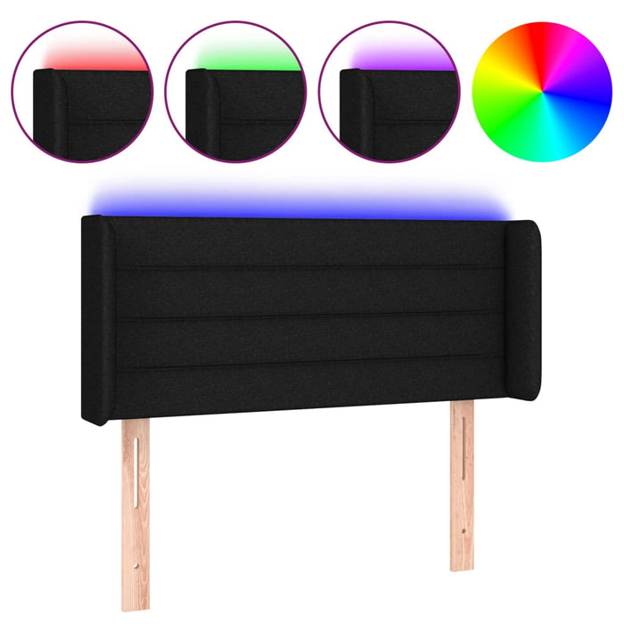 Tăblie de pat cu LED, negru, 103x16x78/88 cm, textil - WALTI WALTI