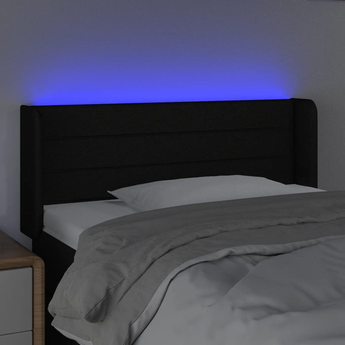 Tăblie de pat cu LED, negru, 103x16x78/88 cm, textil - WALTI WALTI