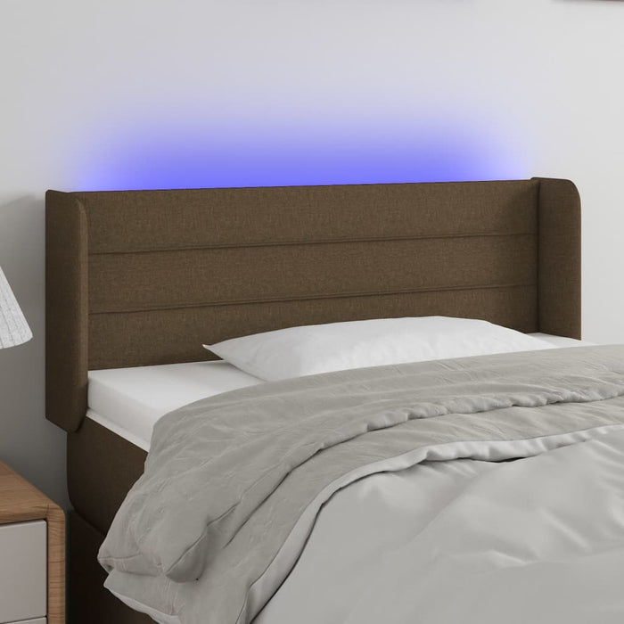 Tăblie de pat cu LED, maro închis, 103x16x78/88 cm, textil - WALTI WALTI