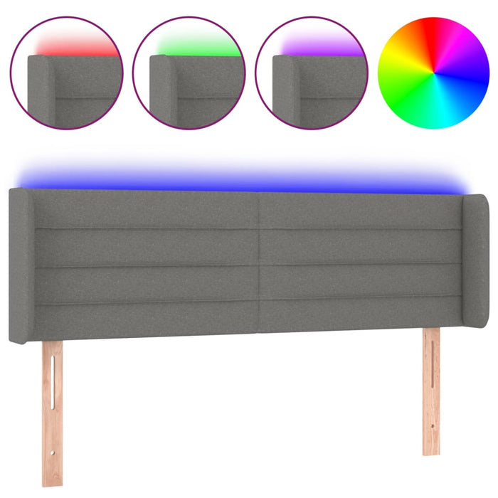 Tăblie de pat cu LED, gri închis, 147x16x78/88 cm, textil - WALTI WALTI