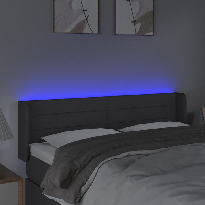Tăblie de pat cu LED, gri închis, 147x16x78/88 cm, textil - WALTI WALTI
