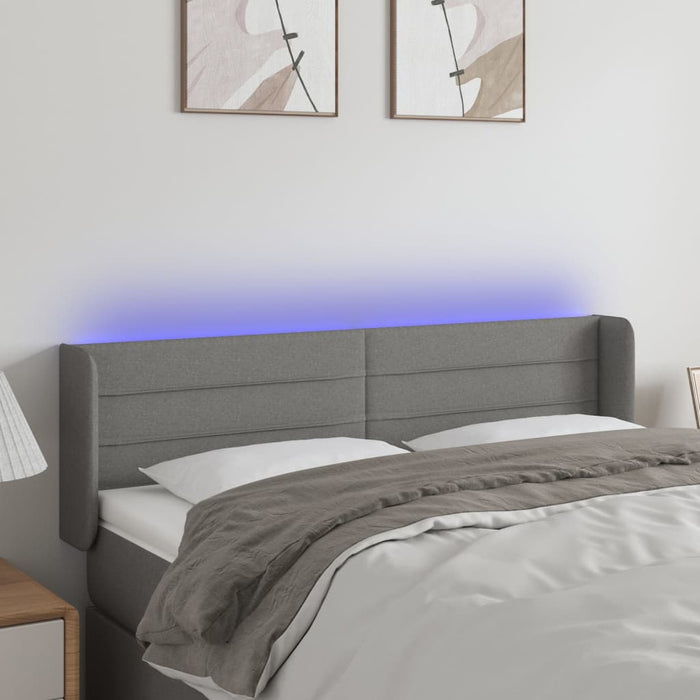 Tăblie de pat cu LED, gri închis, 147x16x78/88 cm, textil - WALTI WALTI