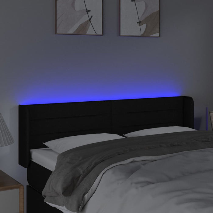 Tăblie de pat cu LED, negru, 147x16x78/88 cm, textil - WALTI WALTI
