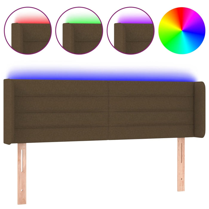 Tăblie de pat cu LED, maro închis, 147x16x78/88 cm, textil - WALTI WALTI