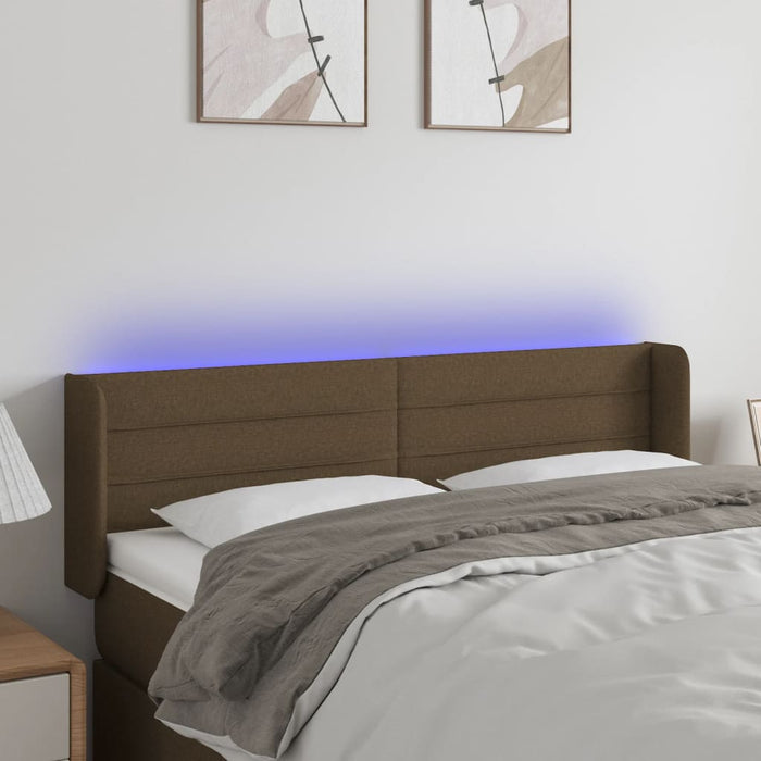 Tăblie de pat cu LED, maro închis, 147x16x78/88 cm, textil - WALTI WALTI